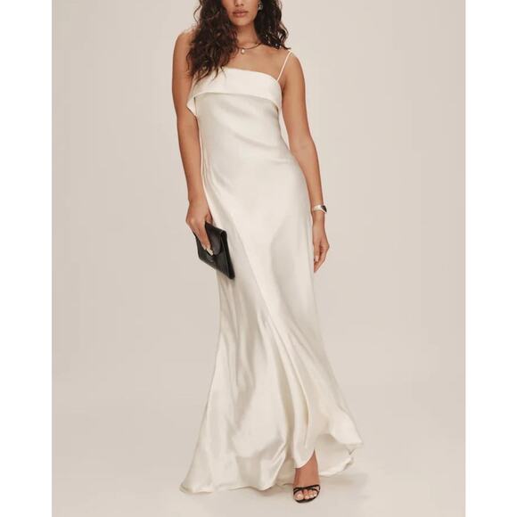 Reformation Jovie Silk Ivory Wedding Dress 4 NEW Carmeuse Maxi Gown Sleeveless - Picture 1 of 8